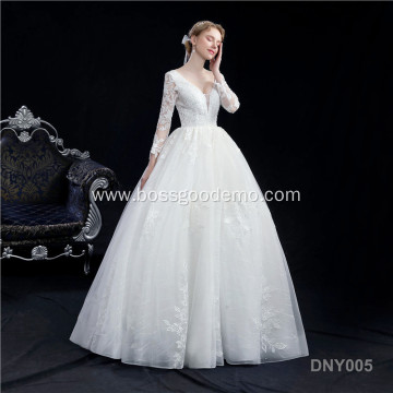 Wedding Autumn Lace Slimming Fashion Bride Halter Tail long sleeve wedding dress